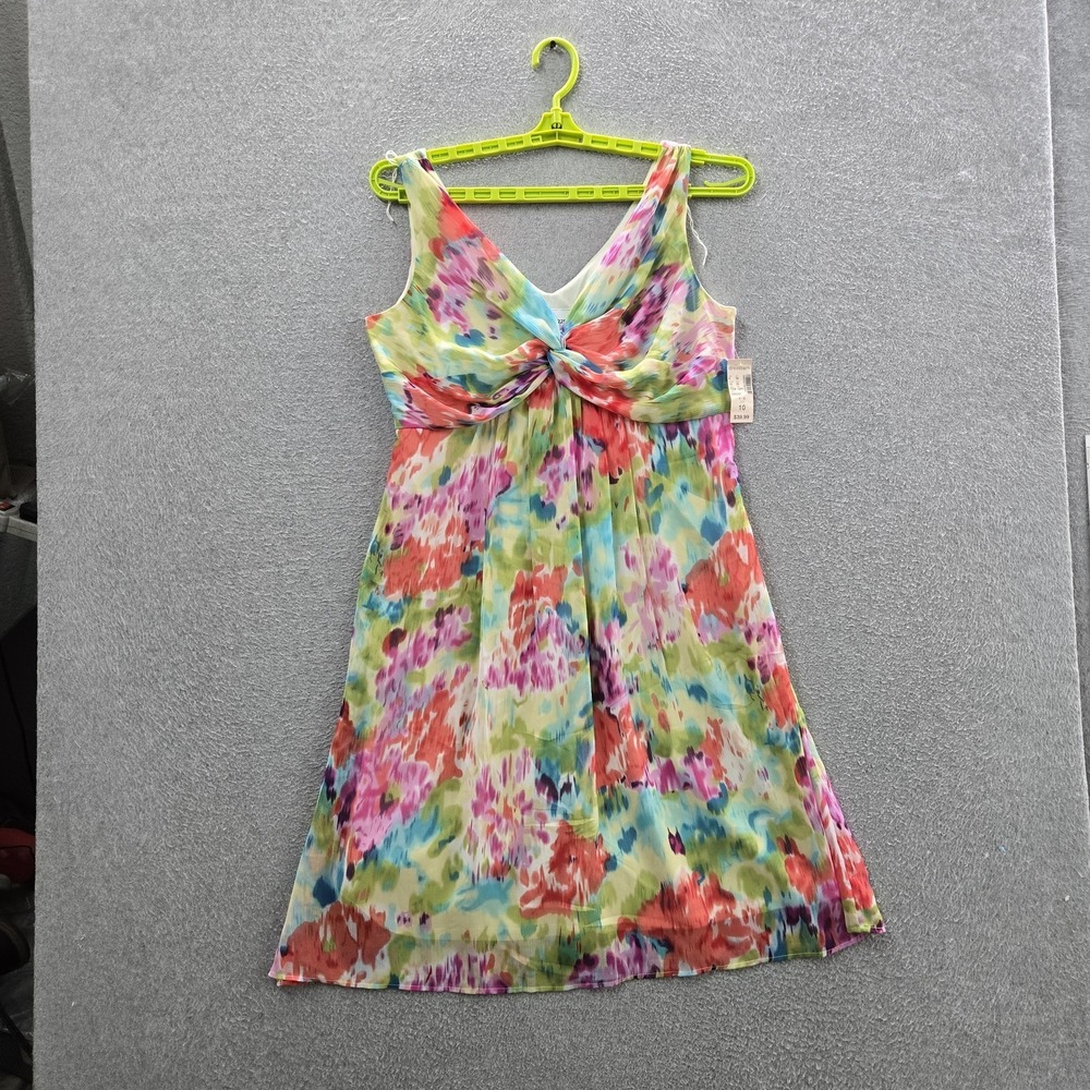 Dressbarn Women Dress 10 Multicolor Floral‎ Fit & Flare Chiffon Romantic NWT